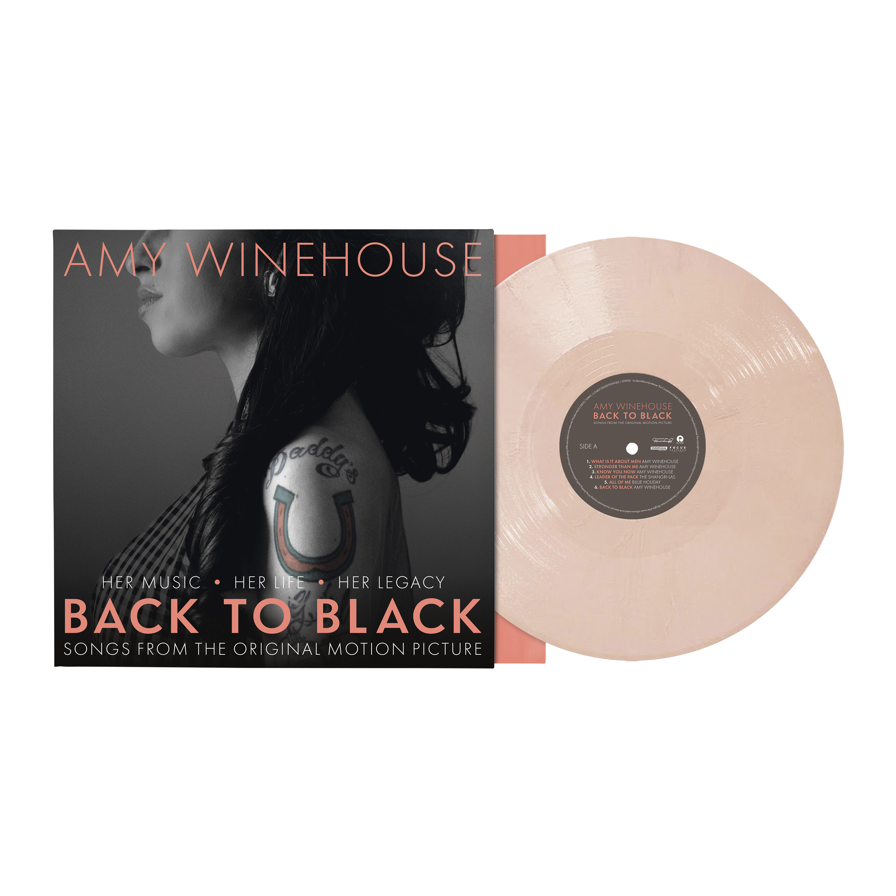 Back To Black - Songs From The Original Motion Picture: Exclusive Peach Vinyl LP + Back To Black Portrait Washed Hoodie