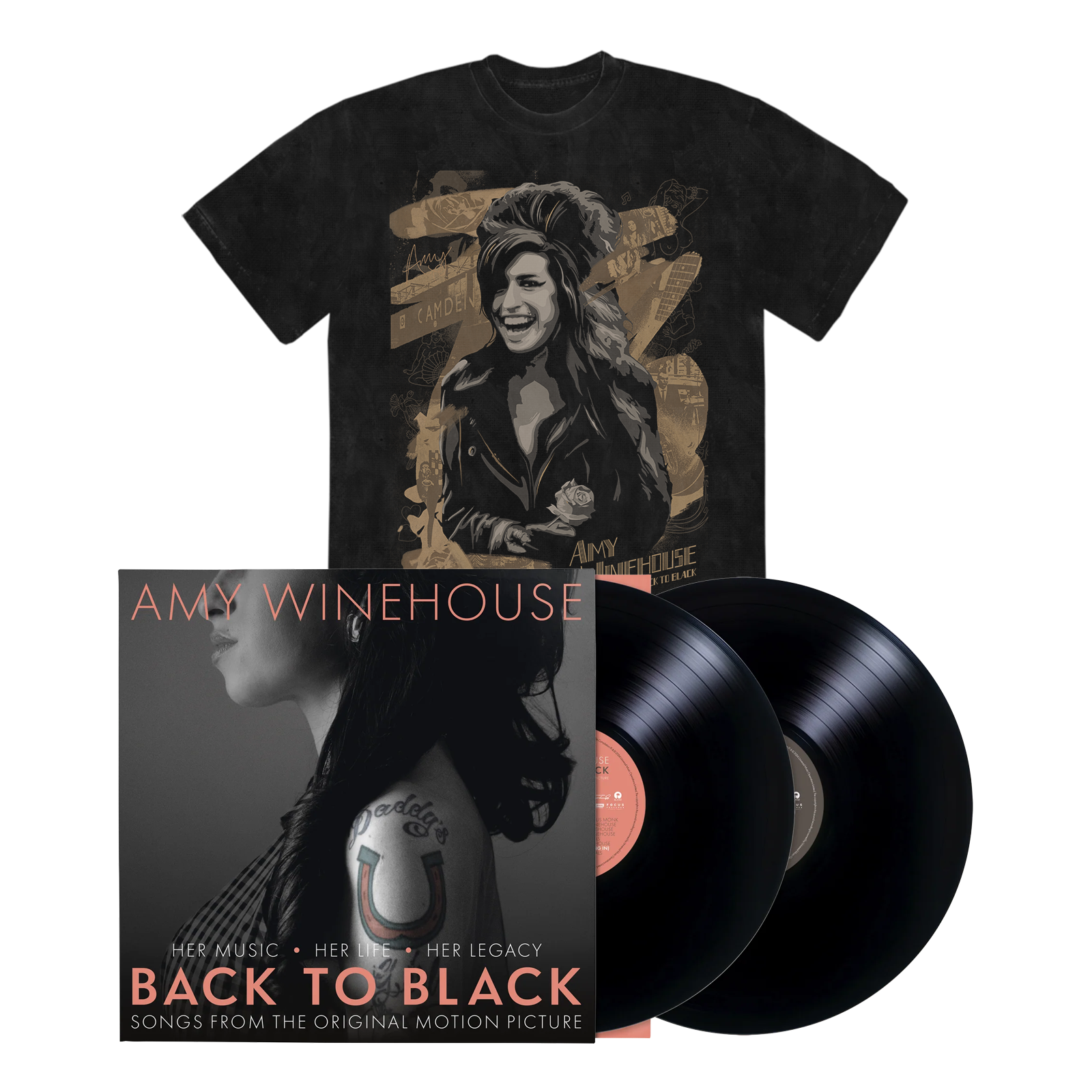 Back To Black - Songs From The Original Motion Picture: Vinyl 2LP + Back To Black Portrait Washed T-Shirt